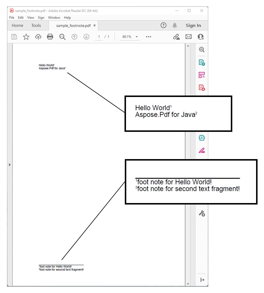 أضف الحواشي السفلية إلى ملف PDF باستخدام Java.