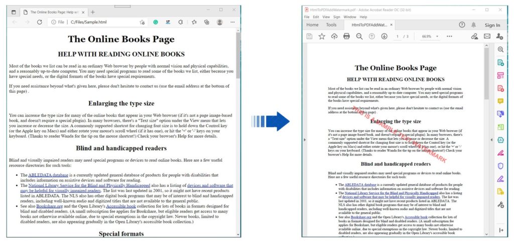 قم بتحويل HTML إلى PDF وإضافة علامة مائية باستخدام Java