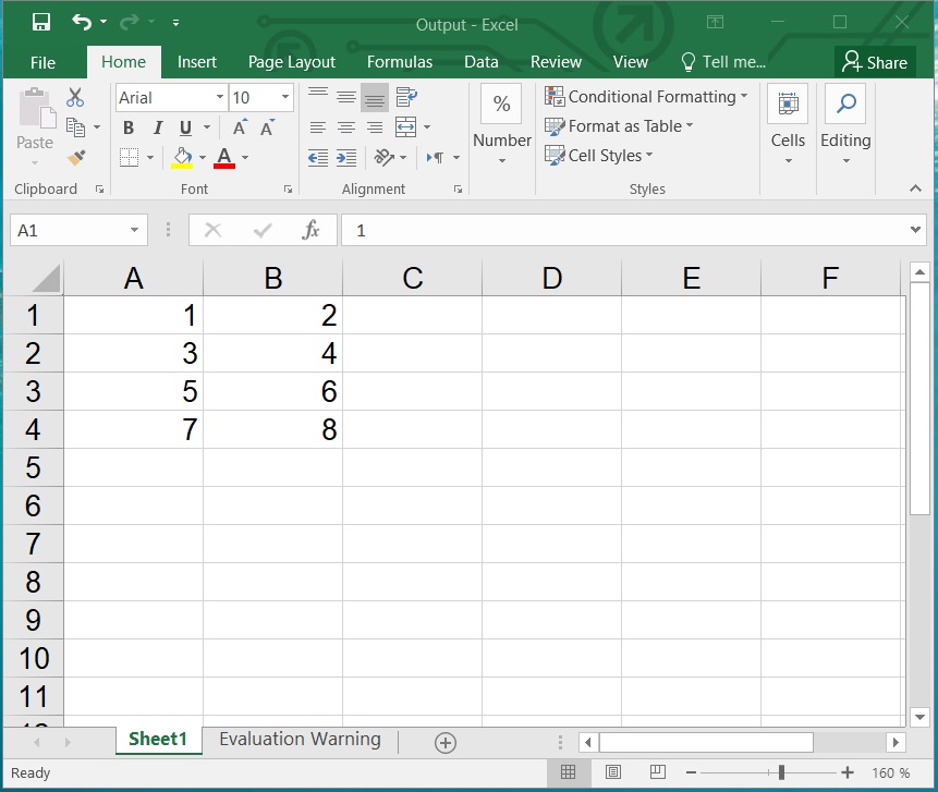 Exportieren Sie ein zweidimensionales Array nach Excel