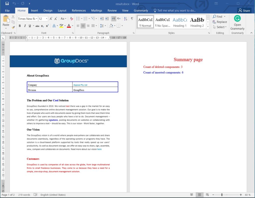 Compara dos o más documentos de Word usando C#