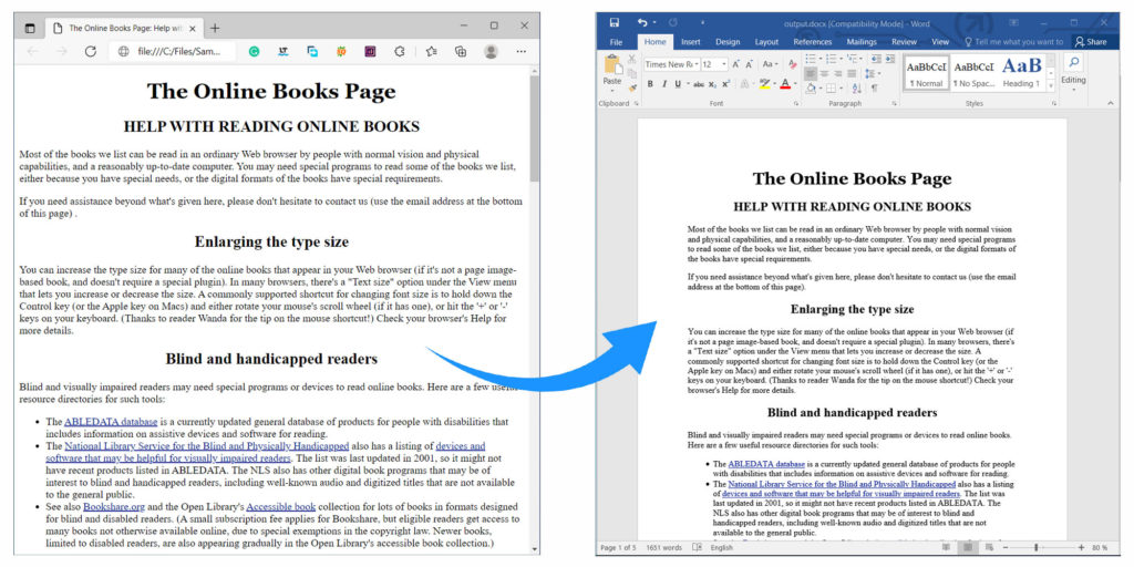 Convert HTML to Word in C#.