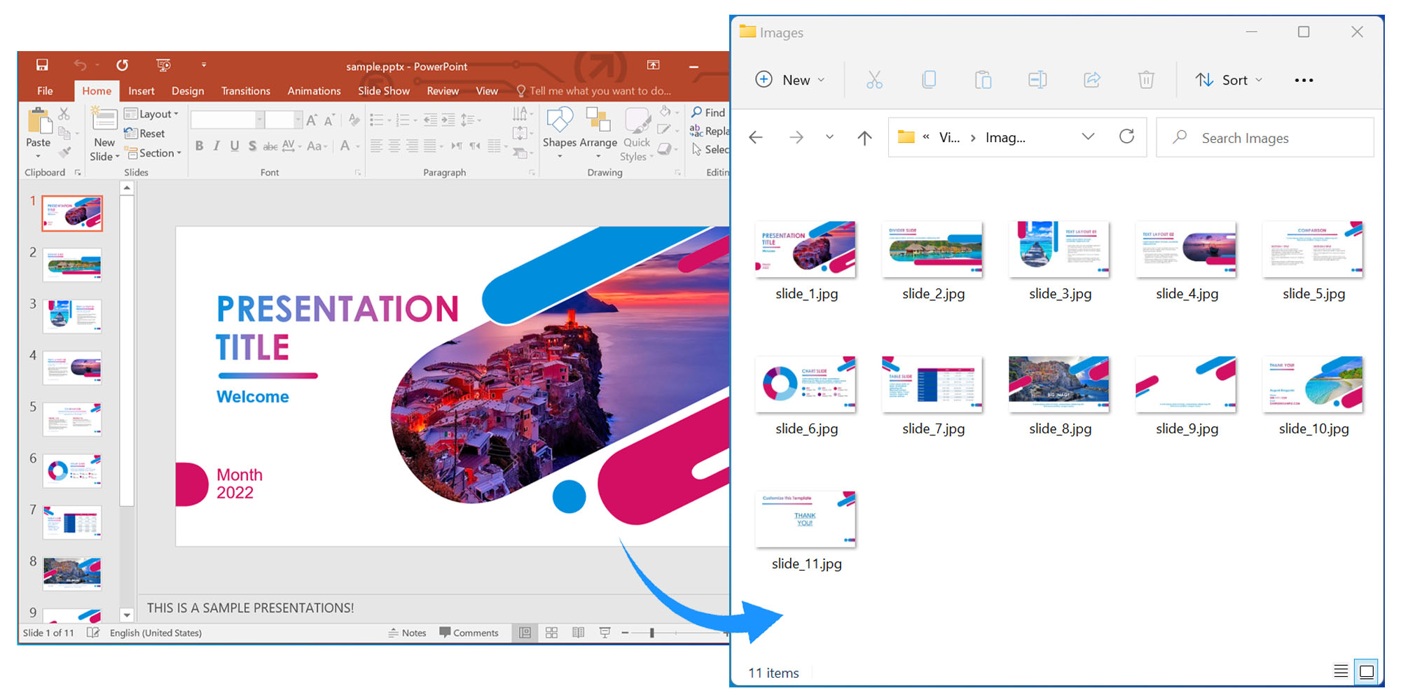 PowerPoint Slides را به تصاویر JPG تبدیل کنید با استفاده از C#.