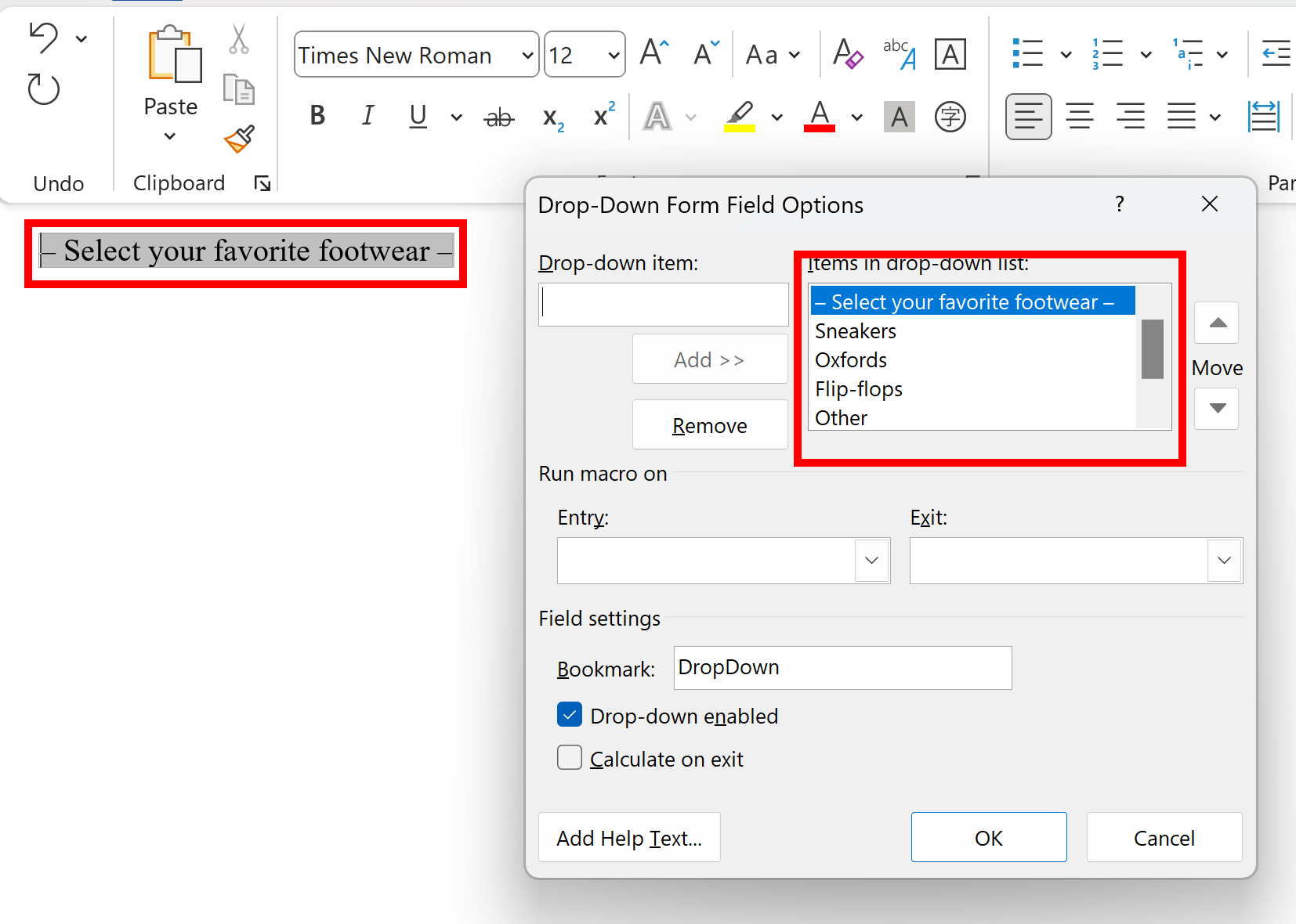 Buat Bidang Drop-Down di Dokumen Word menggunakan Java