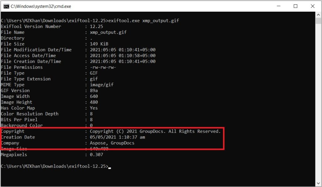 C#を使用してXMPメタデータパッケージをGIFに追加する