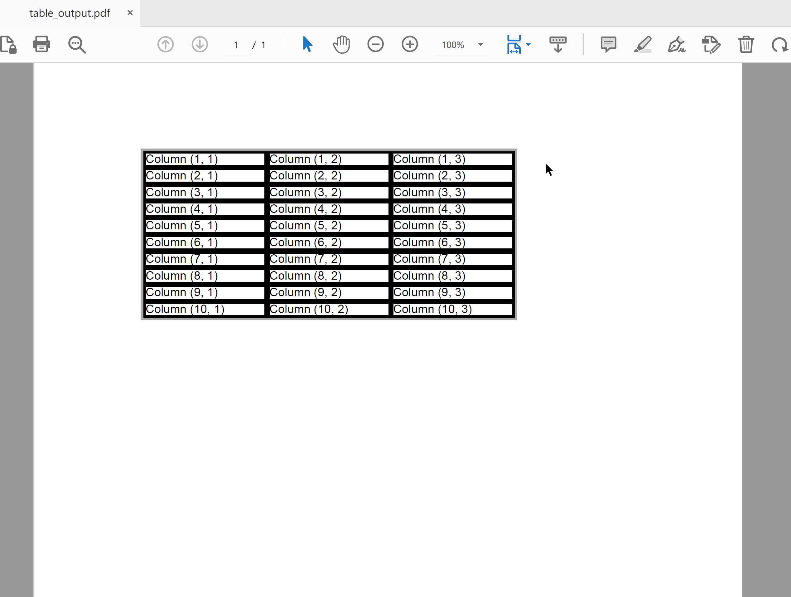 Python を使用して PDF にテーブルを追加する