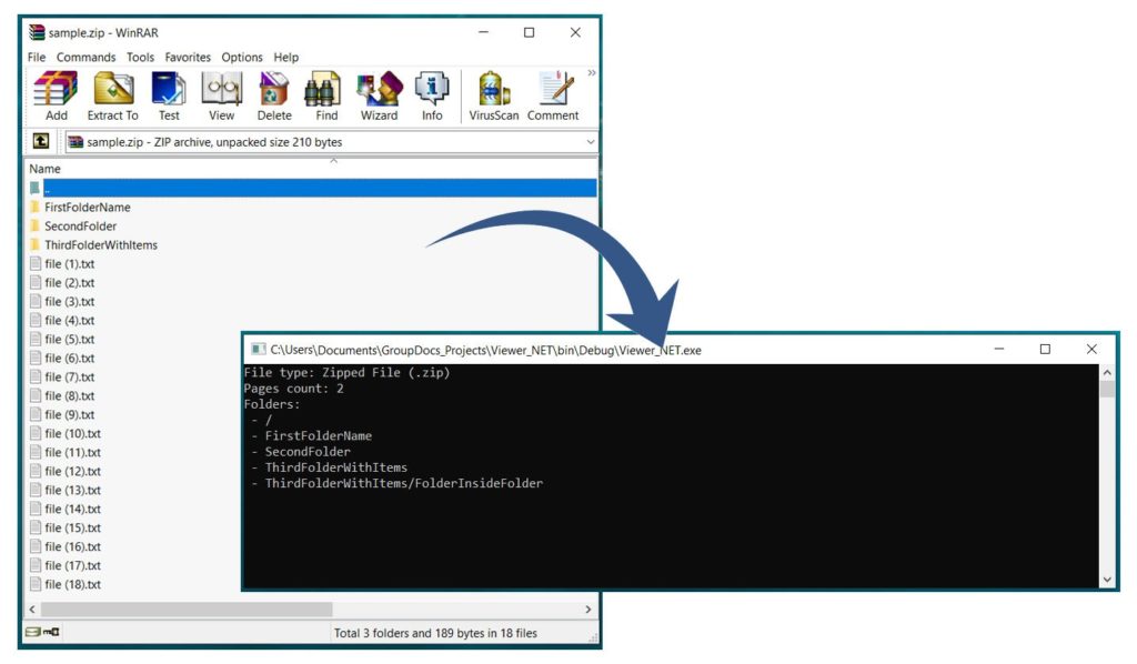 ZIPアーカイブからフォルダのリストを取得する