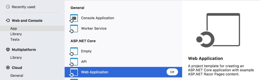 새 ASP.NET Core 웹앱 만들기