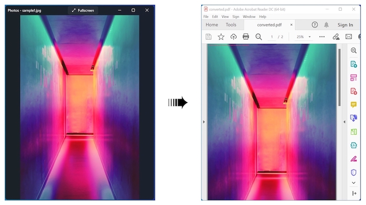 Converteer JPG naar PDF in C#.