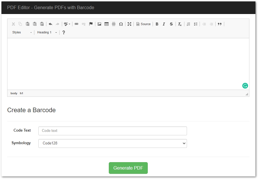 Edytor plików PDF ASP.NET z funkcjami kodów kreskowych