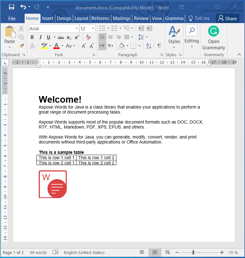 Twórz dokumenty Word przy użyciu języka Java
