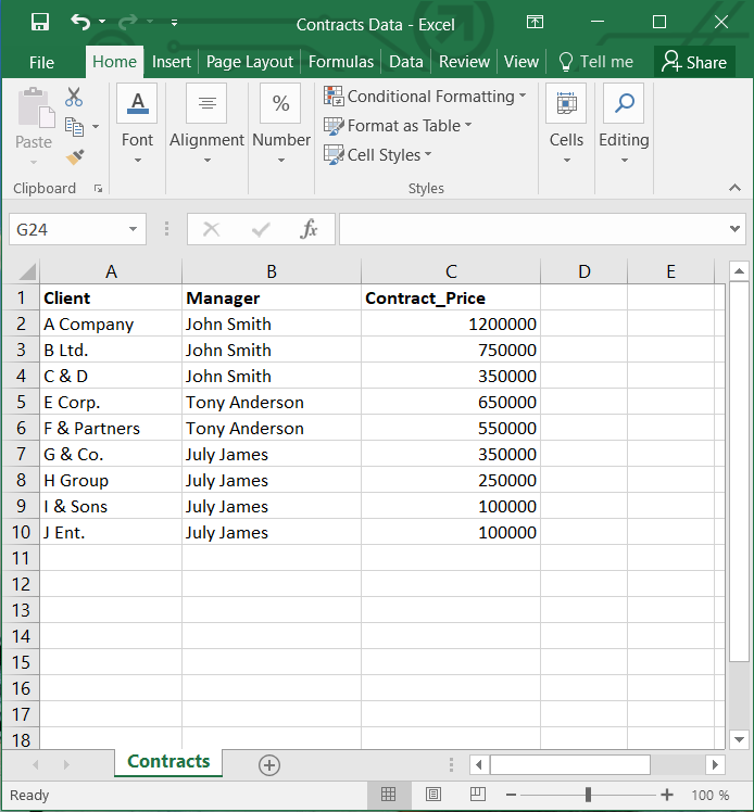 Fonte de dados do Excel