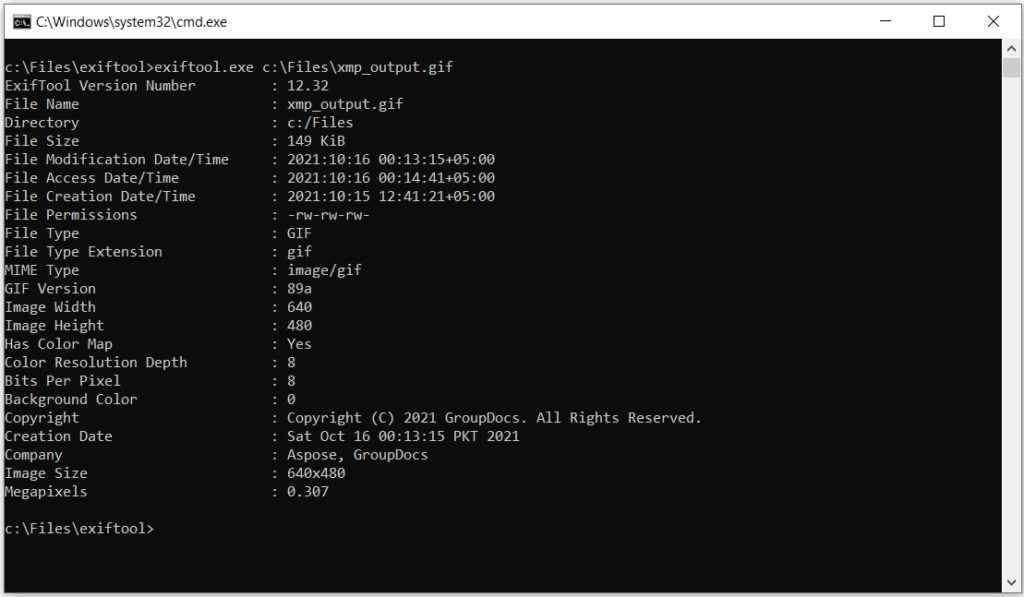 เพิ่มแพ็คเกจข้อมูลเมตา XMP แบบกำหนดเองให้กับ GIF โดยใช้ Java