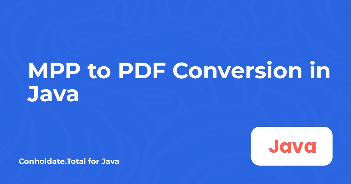 MPP to PDF Conversion in Java