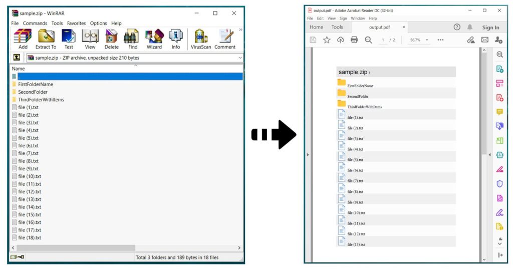 以 PDF 格式查看 ZIP 档案的内容